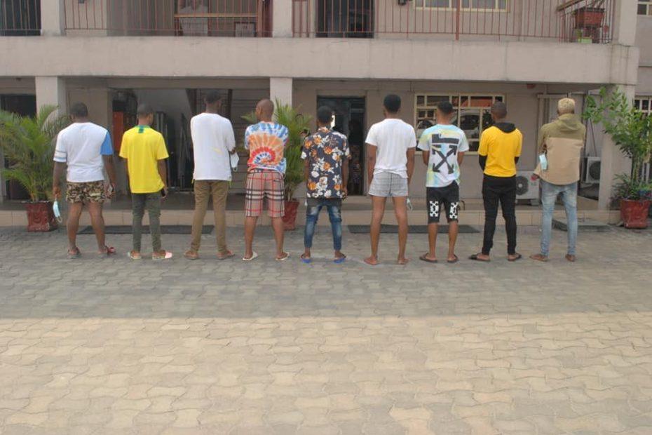 9 suspected Yahoo boys arrested in Port Harcourt (photos)