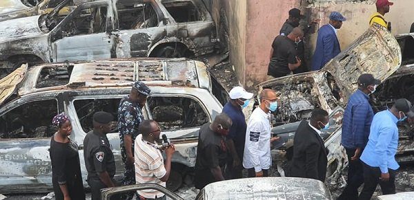 Commissioner, council chief inspect burnt police barracks