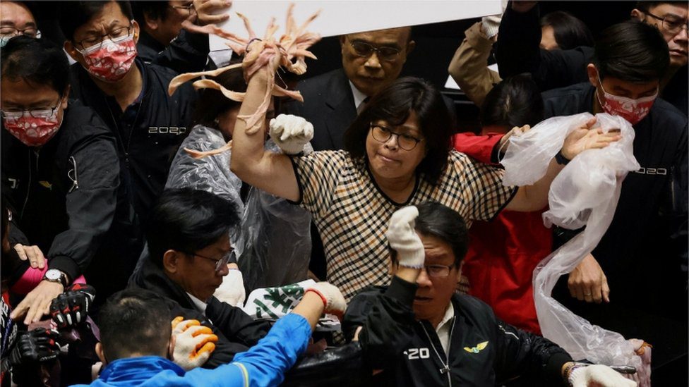 Pig Guts Fly As Taiwan Lawmakers Brawl Over US Pork Imports