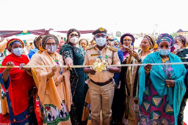 CGI Babandede MFR, commissions Immigration Officers Wives Association's (IMMOWA) Mammy Market Complex at the Service Headquarters Abuja