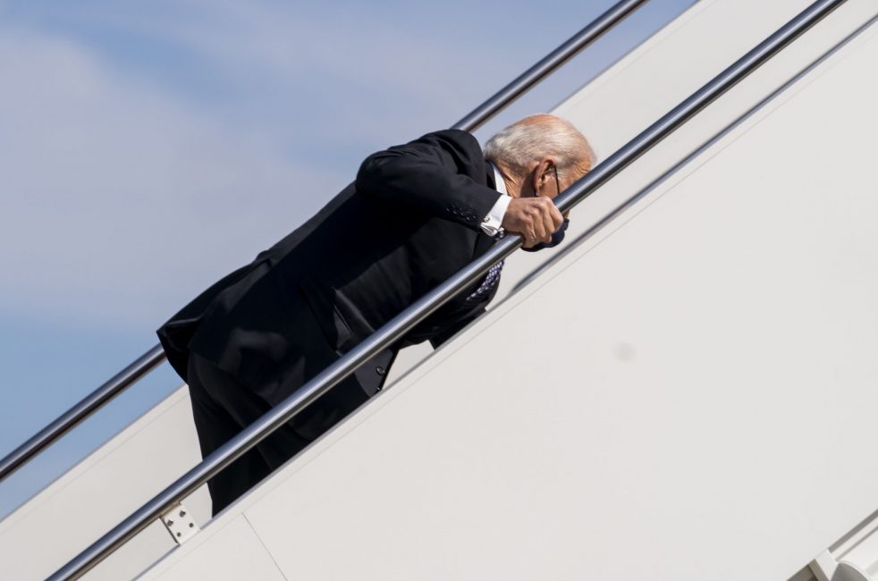 Americans react as their 78-year-old President, Joe Biden, falls Multiple Times While Climbing steps