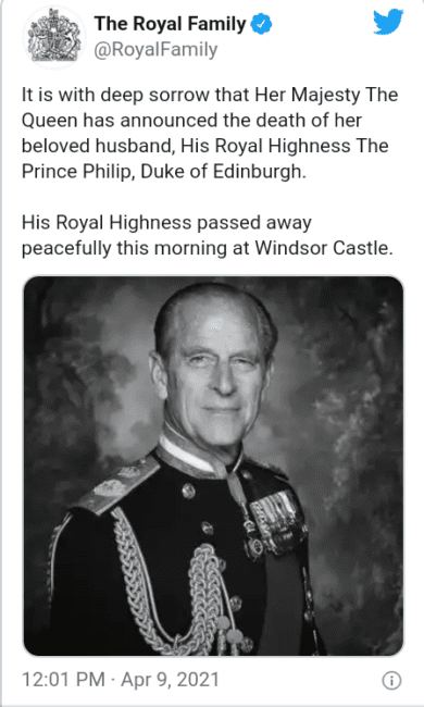 Prince Philip The Duke Of Edinburgh And Husband To Queen Elizabeth II Dies Aged 99