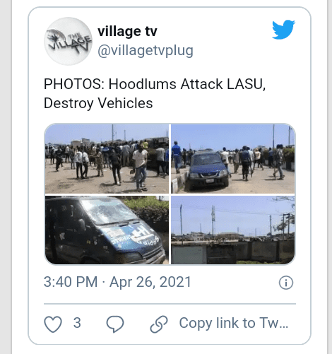 Suspected hoodlums attacks lagos state university destroy vehicles