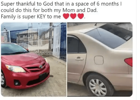 Bbnaija: Barely a year after, Wathoni buys hrer parents 2 cars