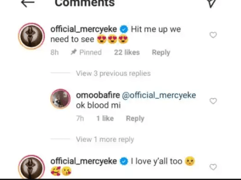 Mercy Eke replies man who drew a tattoo of her face on his body