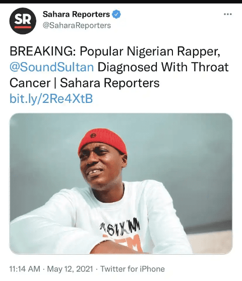 Popular Nigerian music artist Sound Sultan diagnosed with throat cancer