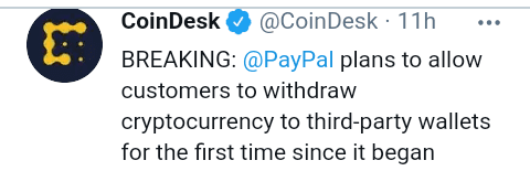 PayPal will allow customers withdraw Crypto