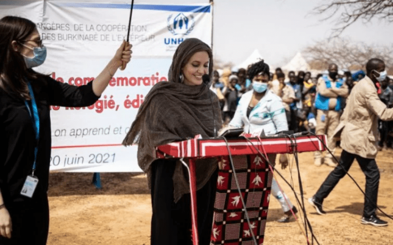 US actress Angelina Jolie visits Burkina Faso refugee camp