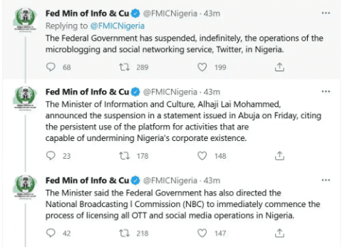 Nigeria: FG announces indefinite suspension of Twitter Nigeria