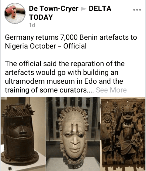 Germany returns 7,000 Benin artefacts to Nigeria in October