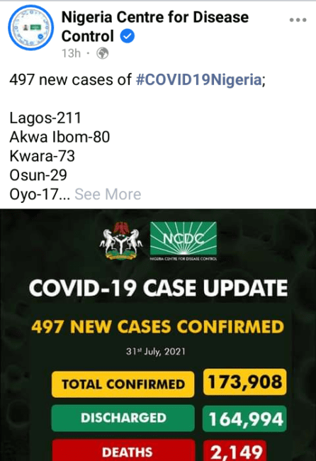 NCDC: New Covid 19 cases recorded in the country