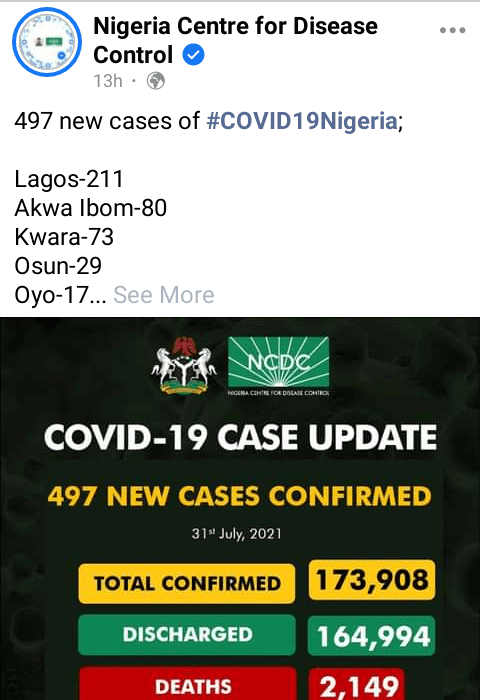 NCDC: New Covid 19 cases recorded in the country