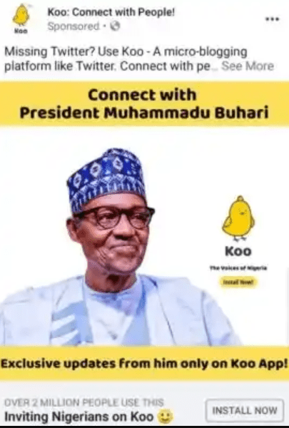 President Muhammadu Buhari appears to be special ambassador for Indian app Koo