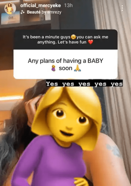 BBNaija star, Mercy Eke reveals plans to have a baby soon