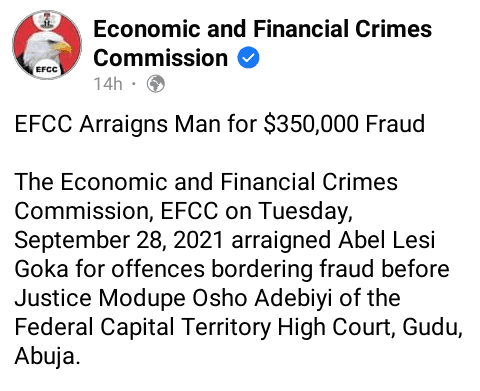 EFCC: Man arrested for $350,000 fraud