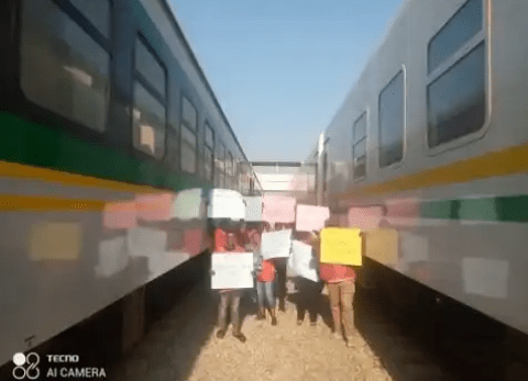 Photos: Nigerian rail corporation workers embark on strike