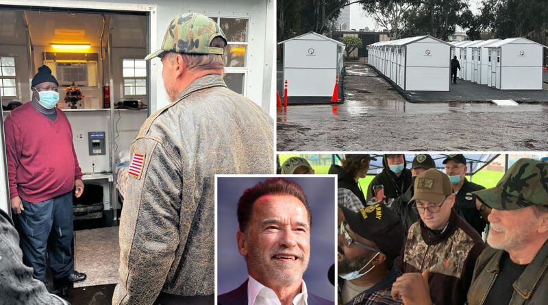 Former governor of California Arnold Schwarzenegger donates 25 tiny houses to homeless veterans