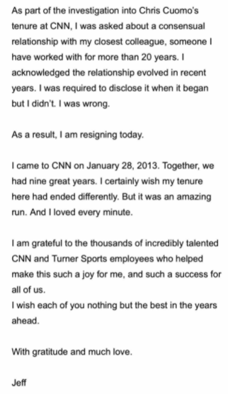 CNN President Jeff Zucker resigns 