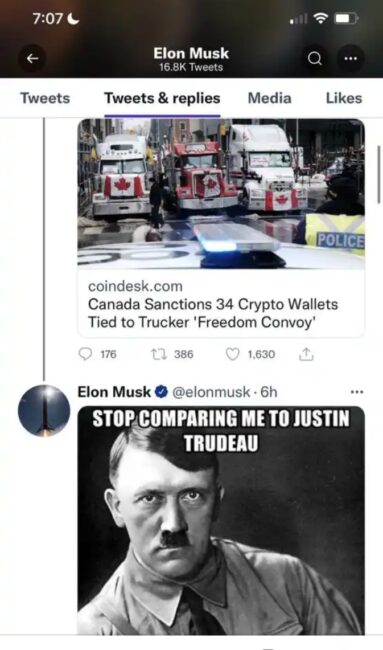 Elon Musk compares Canada's PM Justin Trudeau to Hitler