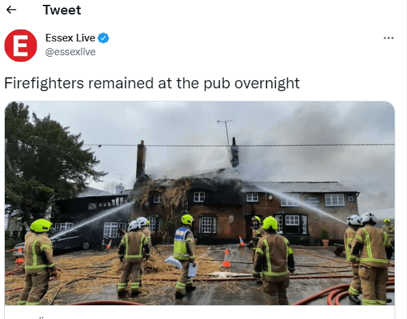 Essex fire crews battle a blaze at a historic pub in Arkesden