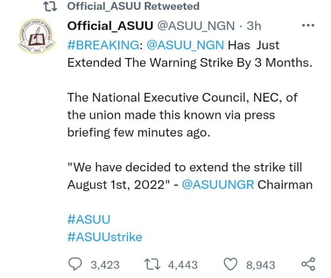 Nigeria: ASUU extends strike by 3 months