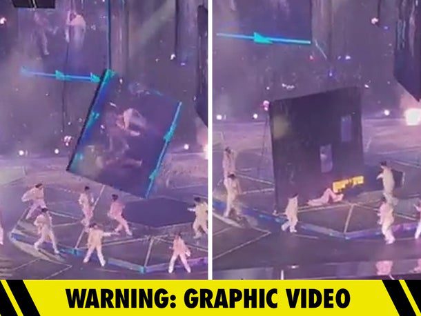 Watch!!: Horrific moments when 'Concert-Video' monitor falls during show in Hong Kong crushing dancers below (photos/video)