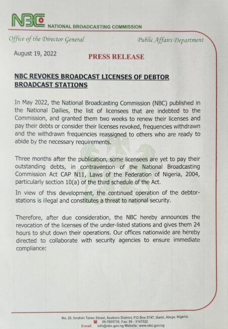 National Broadcasting Commission license AIT tv Silverbird tv