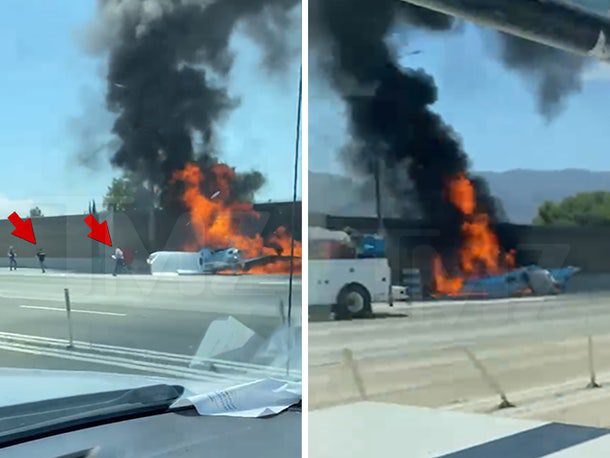 California - Passengers escapes death as plane crashes and catches fire on runway before take off