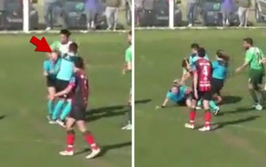 Watch!!: Horrifying Moment player attacked female referee over 'Yellow Card' in Argentina