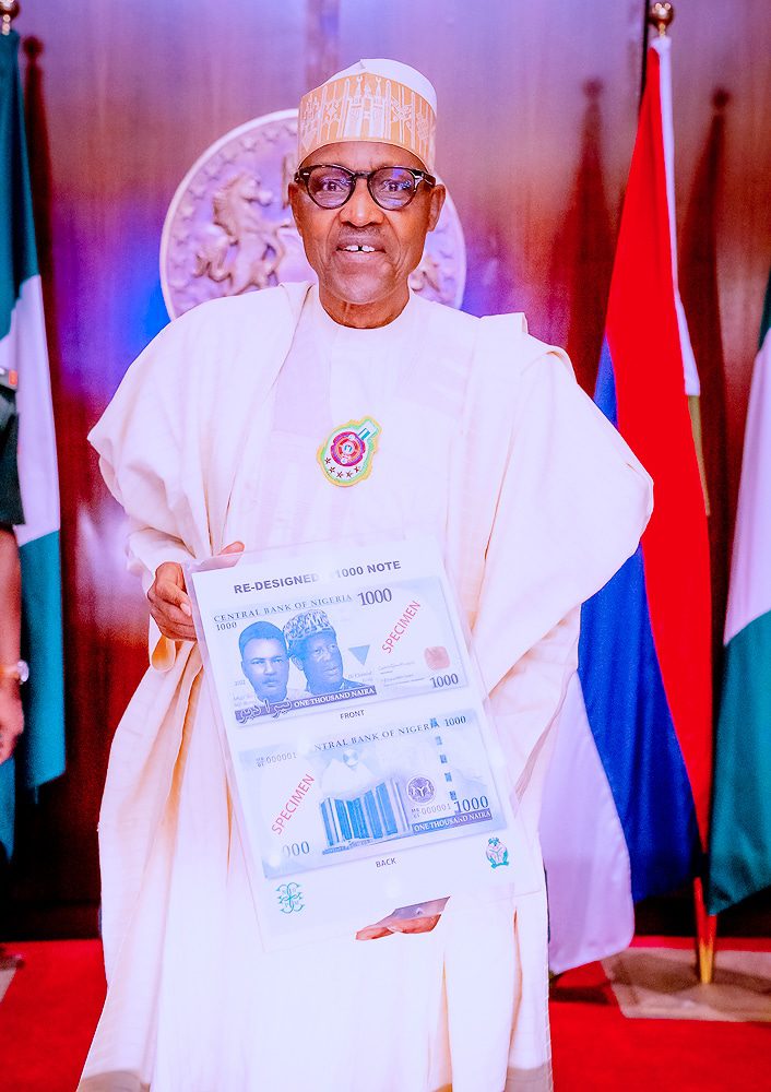 President Muhammadu Buhari has unveiled the redesigned 200, 500, 1,000 naira notes