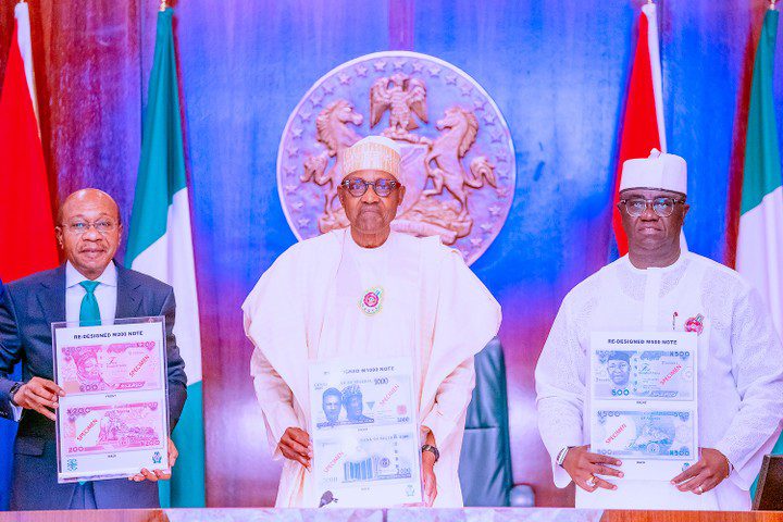 President Muhammadu Buhari has unveiled the redesigned 200, 500, 1,000 naira notes