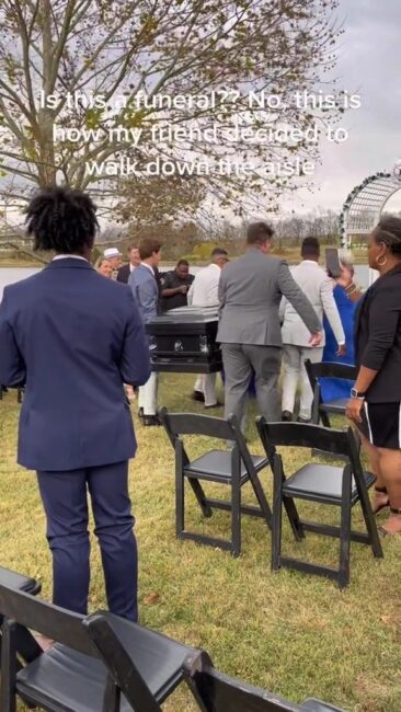 Photos: Groom Slammed For Arriving At His Wedding In A Coffin