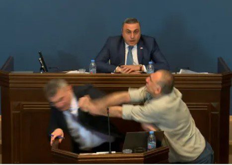 MP punched in the face as Georgian politicians fight in parliament (video)