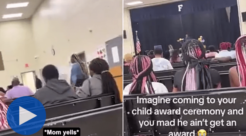 Mum disrupts school awards ceremony after her son didn't win any prize (Video)