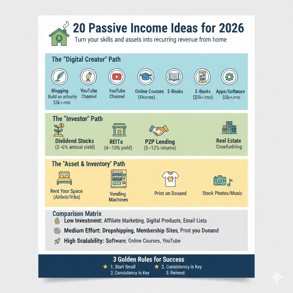 20 Best Passive Income Ideas You Can Start from Home